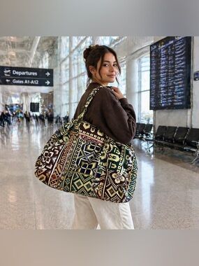 Vintage Carpet Weekender Bag • Boho Tapestry Duffel • Overnight Travel Tote